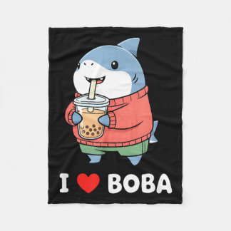 Couverture Polaire Cute Kawaii Shark Boba Tea Funny Bubble Tea Lover 