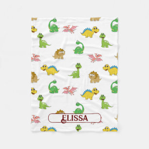 Couverture Polaire Cute Kids Dinosaur Animal Motif Aquarelle Nom
