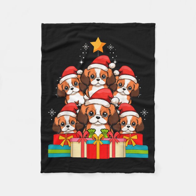 Couverture Polaire Cute King Charles Cavalier Le Dog Christmas Tree X (Devant)