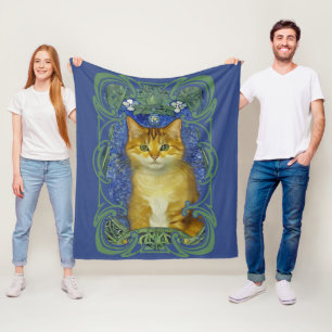 Couverture Polaire Cute Kitten au style Art Nouveau Vintage