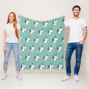 Couverture Polaire Cute licorne magique avec cheveux colorés