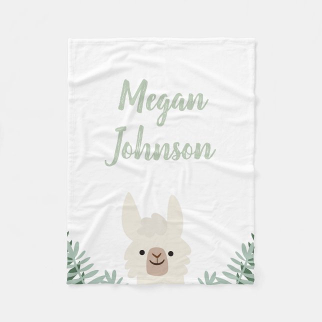 Couverture Polaire Cute Llama Blanche Toison (Devant)