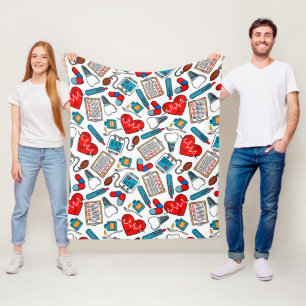 Couverture Polaire Cute Médicale Nurse Doctor thème Motif mixte