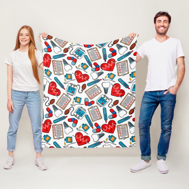 Couverture Polaire Cute Médicale Nurse Doctor thème Motif mixte  (En situation)