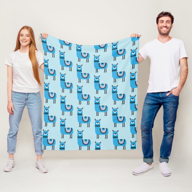 Couverture Polaire Cute moderne Blue Llama Motif (En situation)