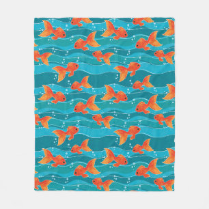 Couverture Polaire Cute Motif de natation Goldfish & Water