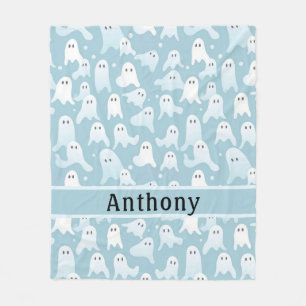 Couverture Polaire Cute Motif Fantôme bleu clair