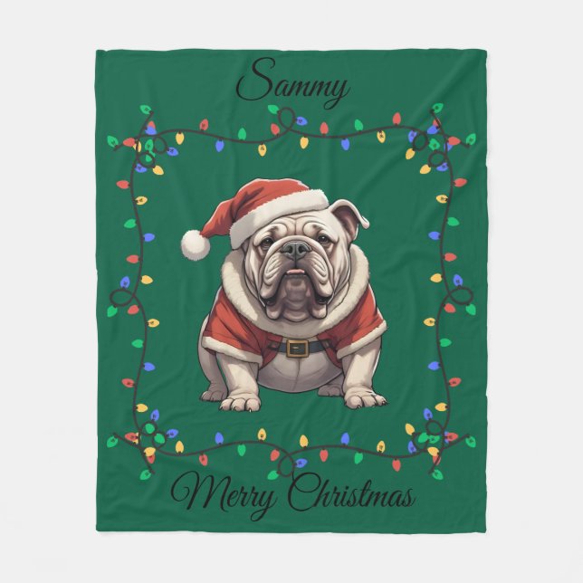 Couverture Polaire Cute Noël Bulldog Fleece Blanket (Devant)