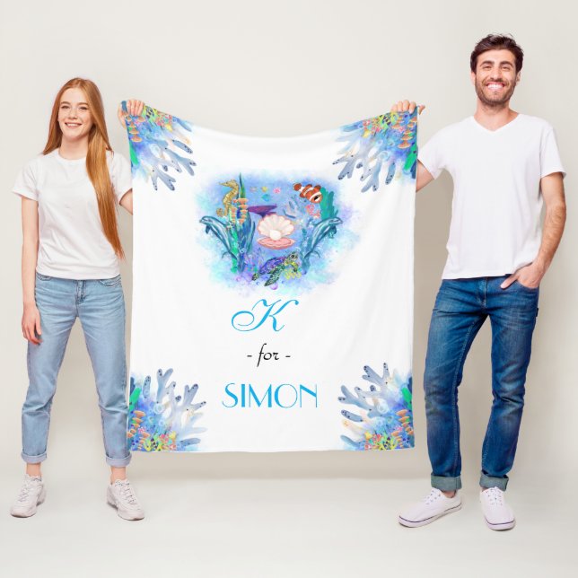 Couverture Polaire Cute Ocean Sea Animals Baby Fleece Blanket (En situation)
