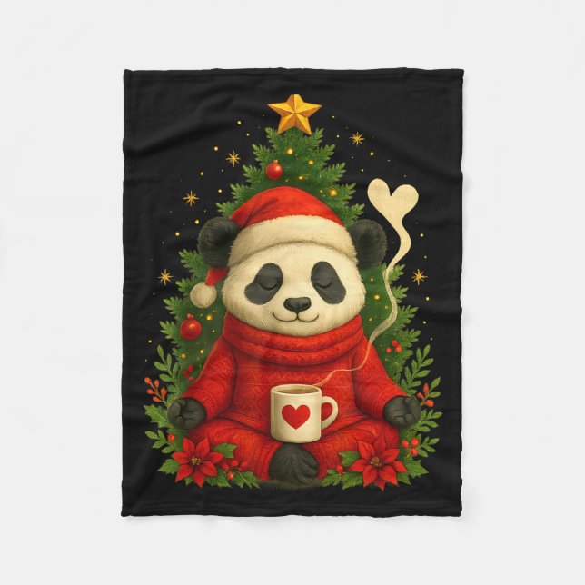 Couverture Polaire Cute Panda Santa Coffee Holiday Tee For Animal Lov (Devant)