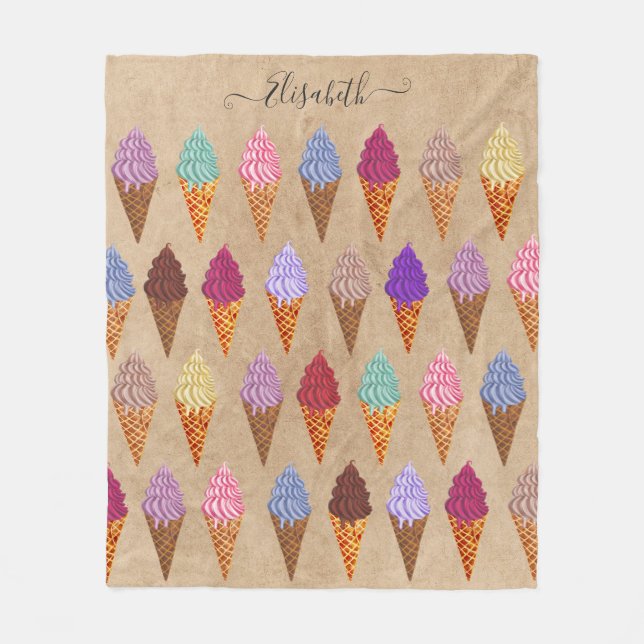 Couverture Polaire Cute Pastel Aquarelle Crème glacée Baby Girl Nurse (Devant)