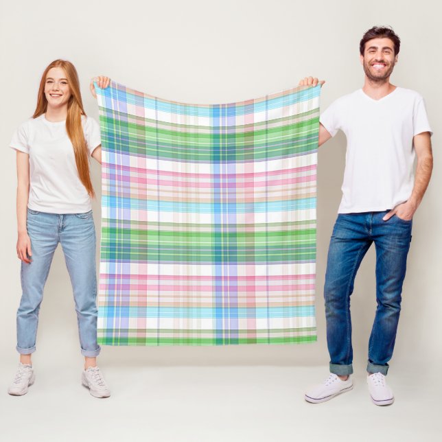 Couverture Polaire Cute Pastel Rose bleu vert Tartan Plaid Motif (En situation)
