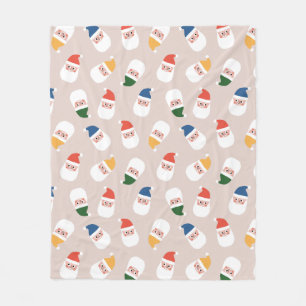 Couverture Polaire Cute Père Noël fait face au Motif de Noël