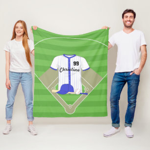 Couverture Polaire Cute Personalized Baseball Blue