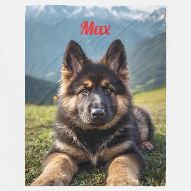 Couverture Polaire Cute Personnalisé Berger Allemand Blanche en polai (Devant)