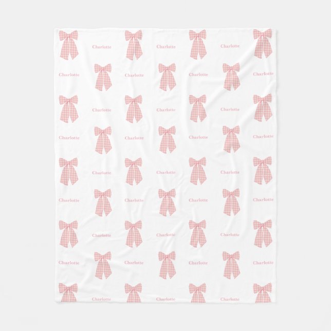Couverture Polaire Cute Personnalisé Cheveux Rose Bow Girl (Devant)