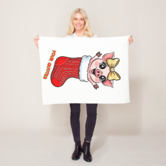 Couverture Polaire Cute Pig in Christmas Stocking