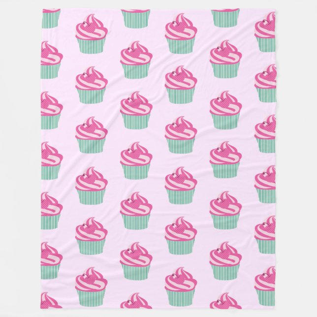 Couverture Polaire Cute Pink Cupcakes Pattern Pastel Pink (Devant)
