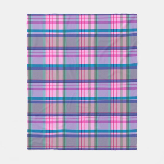 Couverture Polaire Cute Preppy Retro Plaid Motif en rose et bleu   (Devant)