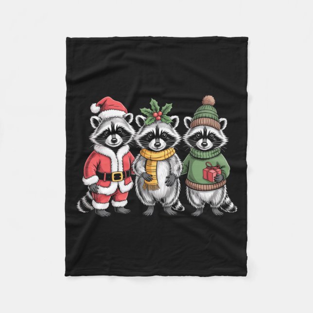 Couverture Polaire Cute Raccoon Christmas Funny Holiday Santa Claus A (Devant)
