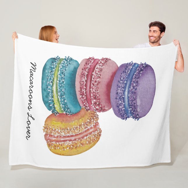 Couverture Polaire Cute Rainbow Macaroons In Watercolor (En situation)