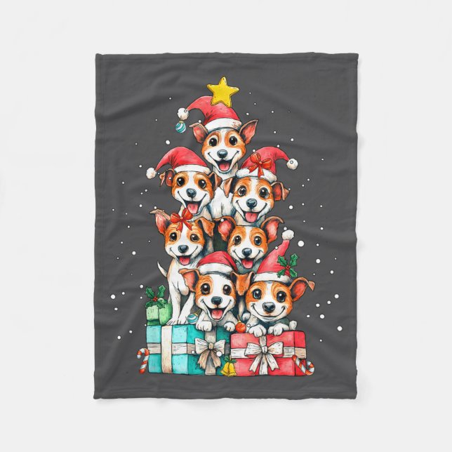 Couverture Polaire Cute Rat Terrier Le Dog Christmas Tree Xmas  (Devant)