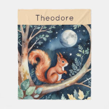 Cute Red Squirrel Moonlit Night Sky Personalized