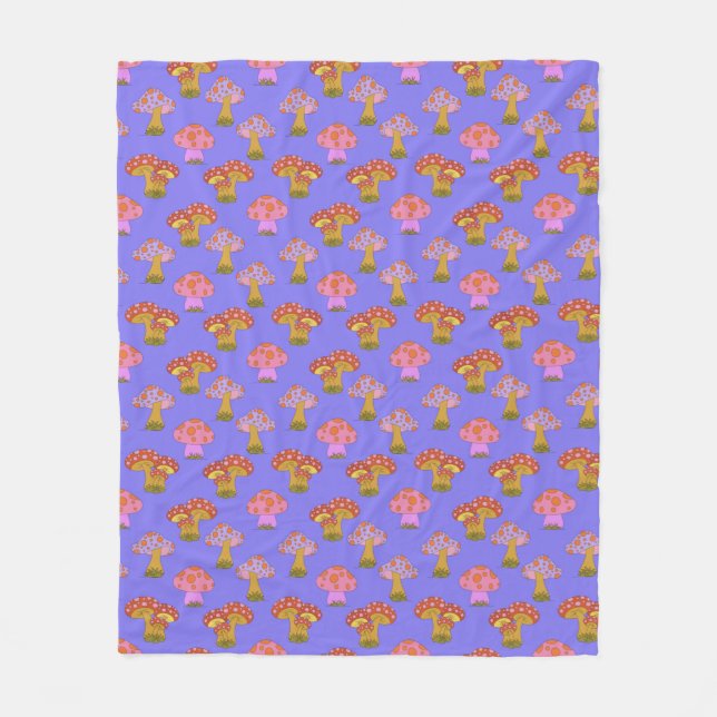 Couverture Polaire Cute Retro Hippie Champagne Motif en violet  (Devant)