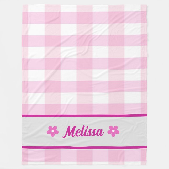 Couverture Polaire Cute Rose Blanc À damiers Motif Personnalisé Enfan (Devant)