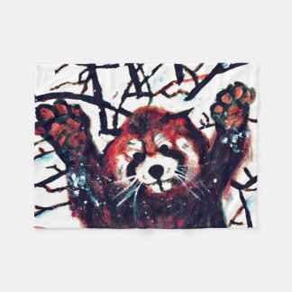 Couverture Polaire Cute Rouge Panda Jour de Neige Blanche