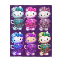 Cute School girl Baby Kitty Magenta Fleece Blanche