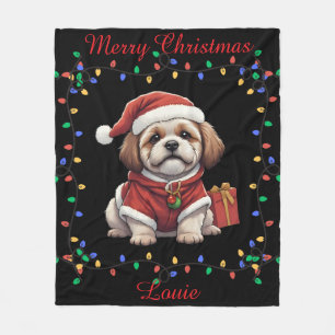 Couverture Polaire Cute Shih Tzu Fleece Blanche