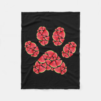 Couverture Polaire Cute Silhouette Of Dog Paw Watermelon Slices