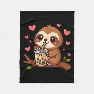 Couverture Polaire Cute Sloth Boba Tea Bubble Tea Anime Kawaii Neko G
