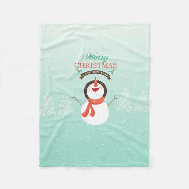 Couverture Polaire Cute Snowman Avec Jolie Typographie De Noël (Devant)