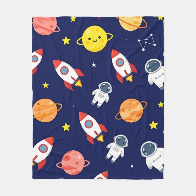 Couverture Polaire Cute Space Explorer Kids Pattern (Devant)