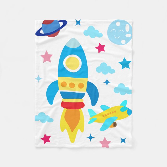 Couverture Polaire Cute Spacecraft Rocket Ships Pattern (Devant)