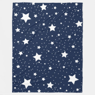 Couverture Polaire Cute Starry Cosmos Motif en bleu marine et blanc