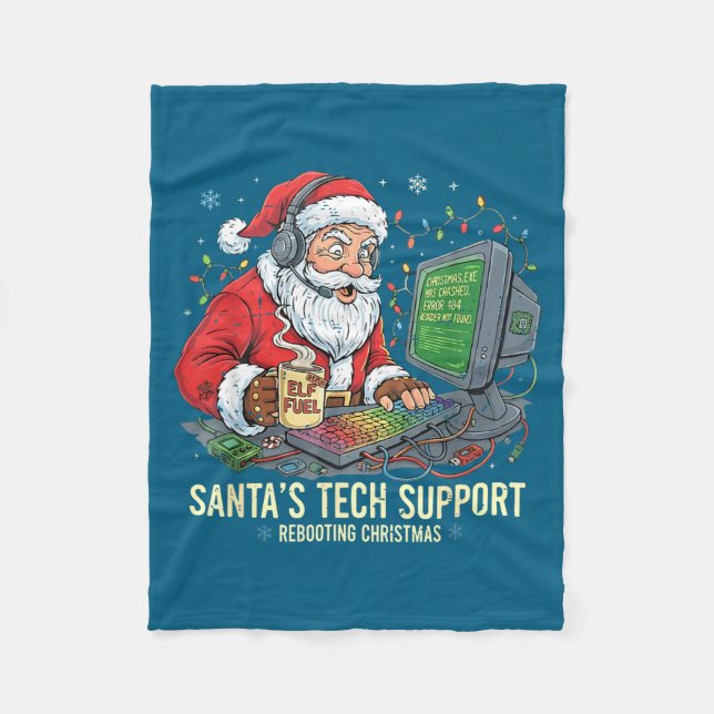 Couverture Polaire Cute Tech Support Rebooting s Computer Santa Santa (Devant)