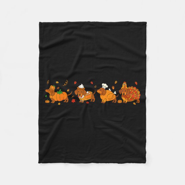 Couverture Polaire Cute Thanksgiving Dachshund Dogs Fall Gobble Prepp (Devant)
