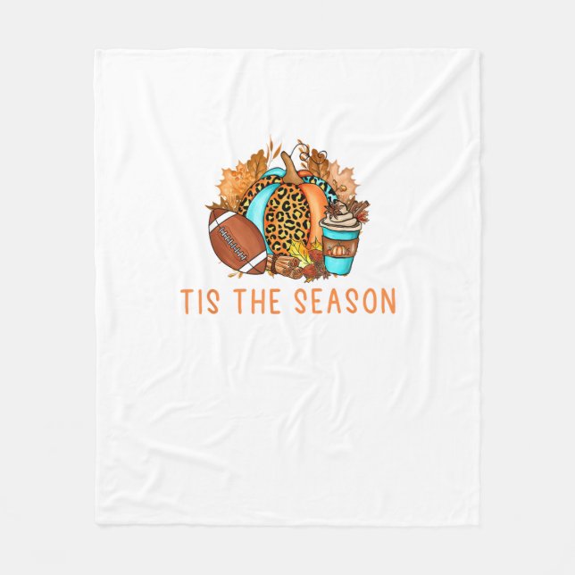 Couverture Polaire Cute Tis The Season Pumpkin Spice Latte Fall Footb (Devant)