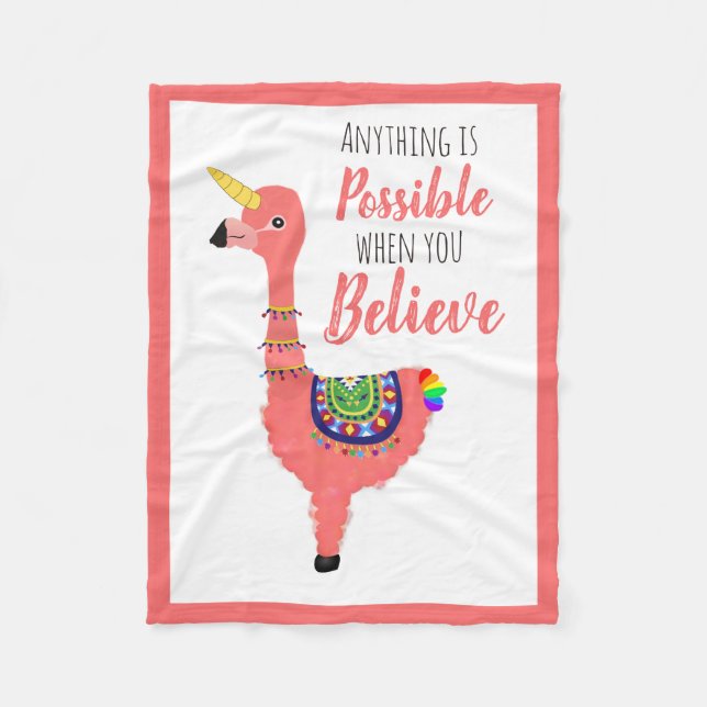 Couverture Polaire Cute Unicorn Flamant rose Llama Inspirant Unifllam (Devant)