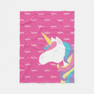 Couverture Polaire Cute Unicorn Personnalisée Pink Girl