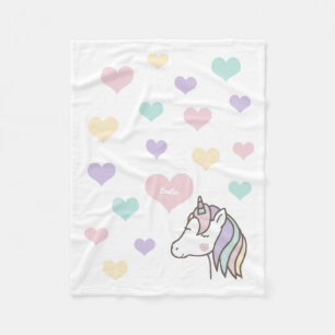 Couverture Polaire Cute Unicorn Rêver des Coeurs Filles Chambre à cou