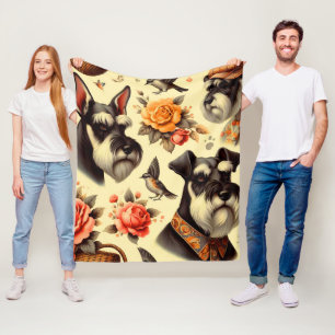 Couverture Polaire Cute Vintage Schnauzer