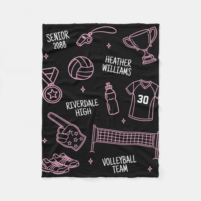 Couverture Polaire Cute Volleyball Doodle Drawing Custom Color (Devant)