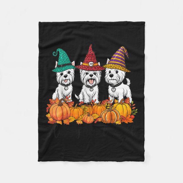 Couverture Polaire Cute West Highland White Terrier Joyeux automne Ya (Devant)
