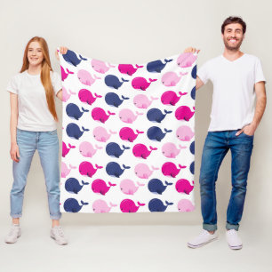 Couverture Polaire Cute Whales, Pattern of Whales, Sea Animals