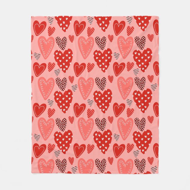 Couverture Polaire Cute Whimsical Hearts  (Devant)