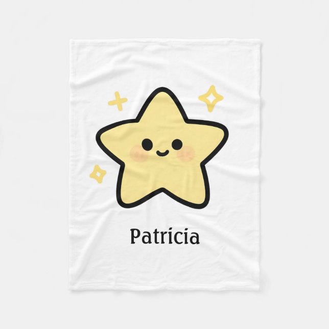 Couverture Polaire Cute whimsical yellow kawaii star monogram (Devant)